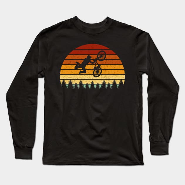 Vintage Sunset BMX Gift For BMX Riders Long Sleeve T-Shirt by OceanRadar